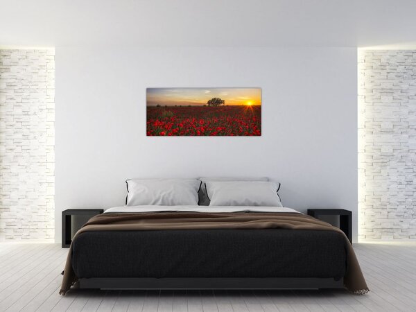 Tablou cu lunca și macii (120x50 cm)