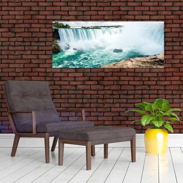 Tablou cu cascadele și corabie (120x50 cm)