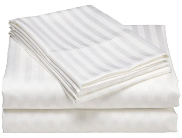 Cearceaf de pat cu elastic si doua fete perna, 180x200 cm, culoare Alb