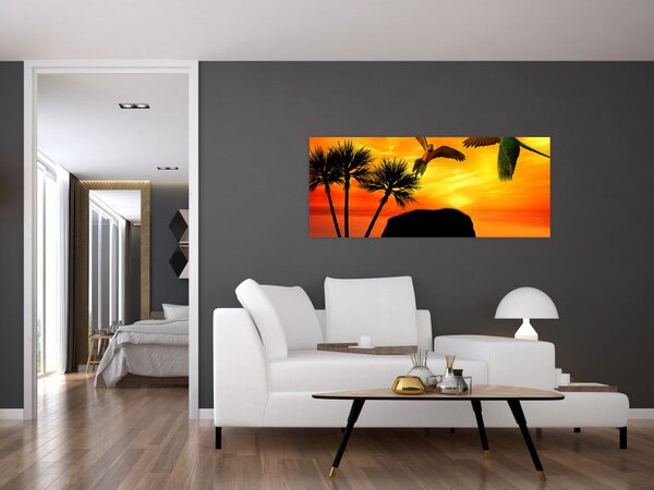Tablou - papagaii cu elefanți (120x50 cm)