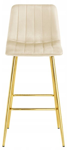 Scaun de bar POZZA VELVET cu picioare aurii, crem