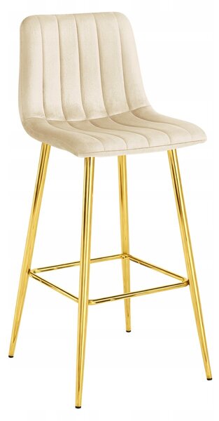 Scaun de bar POZZA VELVET cu picioare aurii, crem