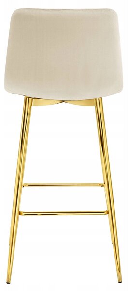 Scaun de bar POZZA VELVET cu picioare aurii, crem