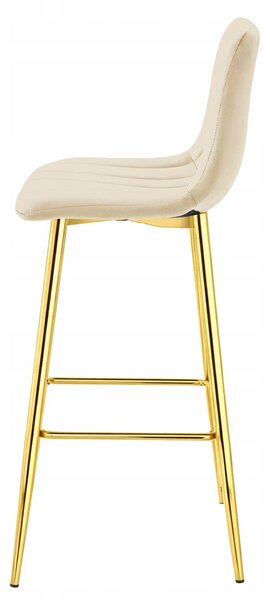 Scaun de bar POZZA VELVET cu picioare aurii, crem