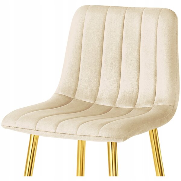 Scaun de bar POZZA VELVET cu picioare aurii, crem