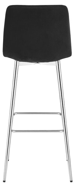 Scaun de bar POZZA VELVET cu picioare argintii, negru