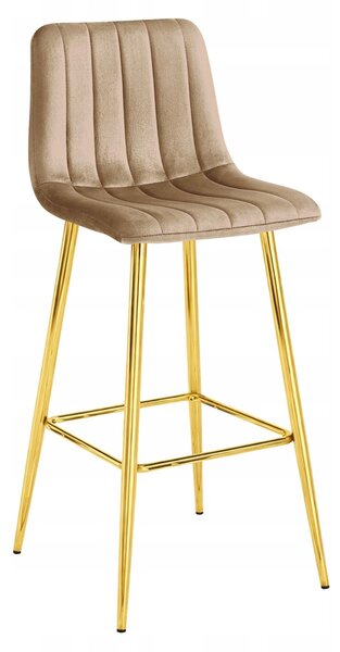 Scaun de bar POZZA VELVET cu picioare aurii, maro