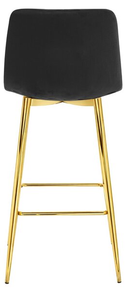 Scaun de bar POZZA VELVET cu picioare aurii, negru