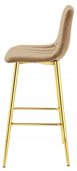 Scaun de bar POZZA VELVET cu picioare aurii, maro