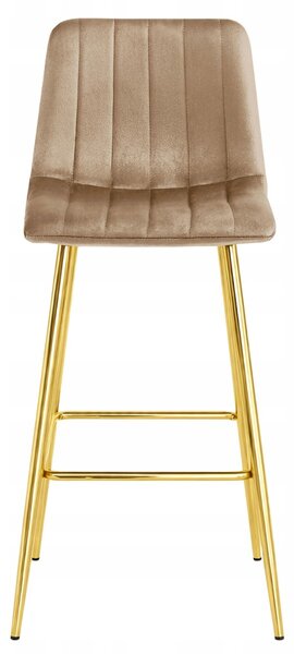 Scaun de bar POZZA VELVET cu picioare aurii, maro