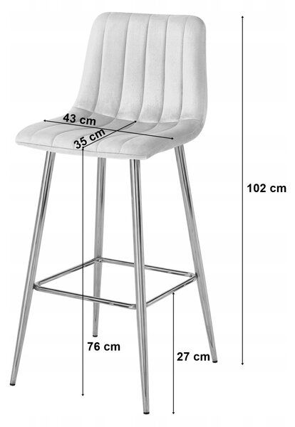 Scaun de bar POZZA VELVET cu picioare aurii, maro