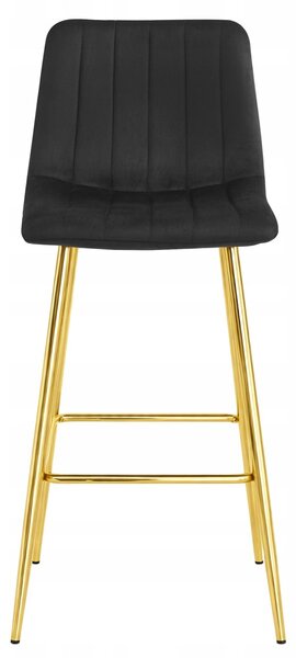 Scaun de bar POZZA VELVET cu picioare aurii, negru