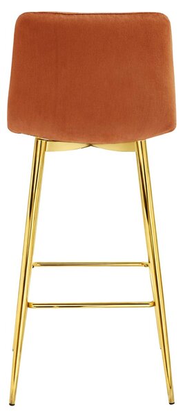 Scaun de bar POZZA VELVET cu picioare aurii, teracota