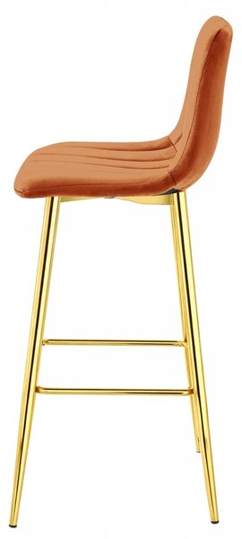Scaun de bar POZZA VELVET cu picioare aurii, teracota