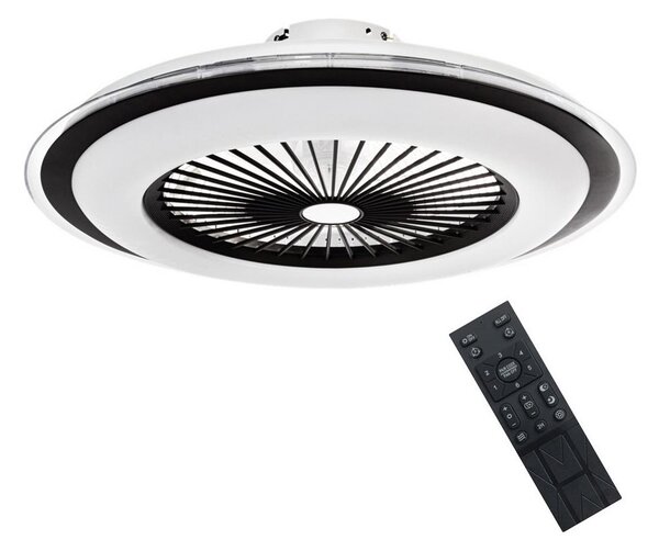 Plafonieră LED dimabilă cu ventilator ZONDA LED/48W/230V negru + telecomandă