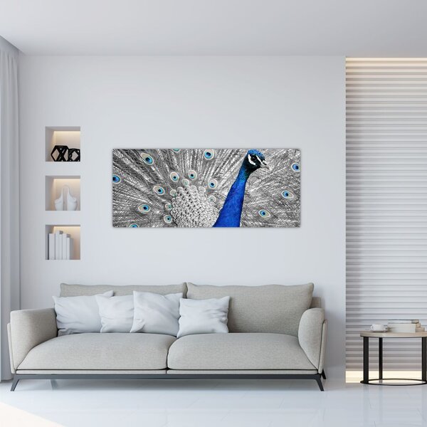 Tablou - păun albastru (120x50 cm)