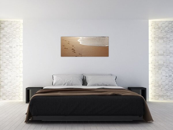 Tablou - urme în nisip și mare (120x50 cm)