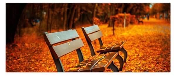 Tablou cu banca toamna (120x50 cm)