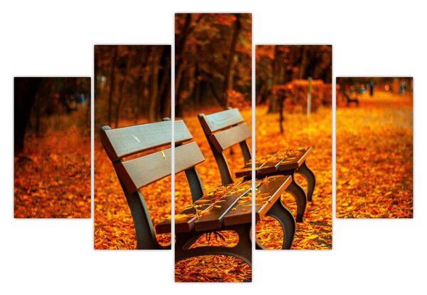 Tablou cu banca toamna (150x105 cm)