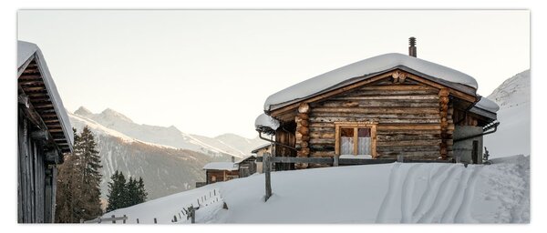 Tablou - cabana montană în zăpadă (120x50 cm)