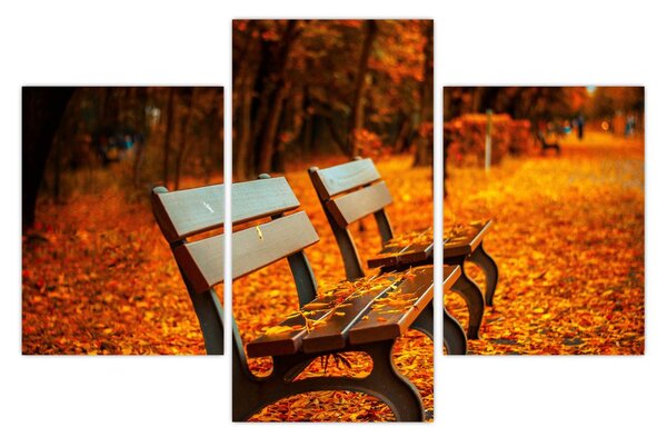 Tablou cu banca toamna (90x60 cm)