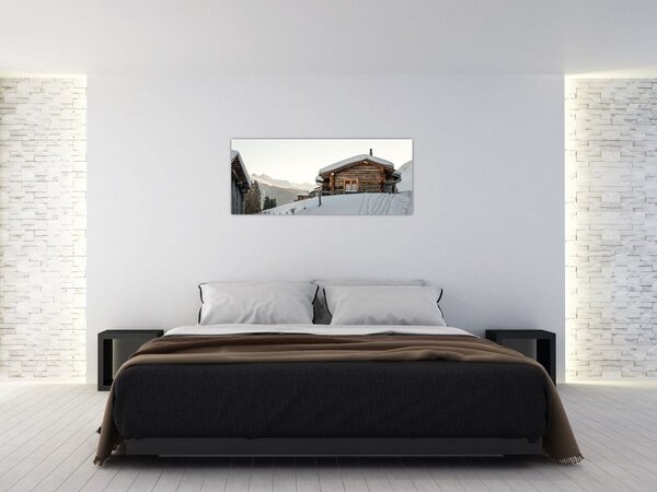 Tablou - cabana montană în zăpadă (120x50 cm)
