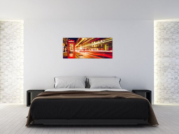 Tablou - căsuța telefonică roșie (120x50 cm)