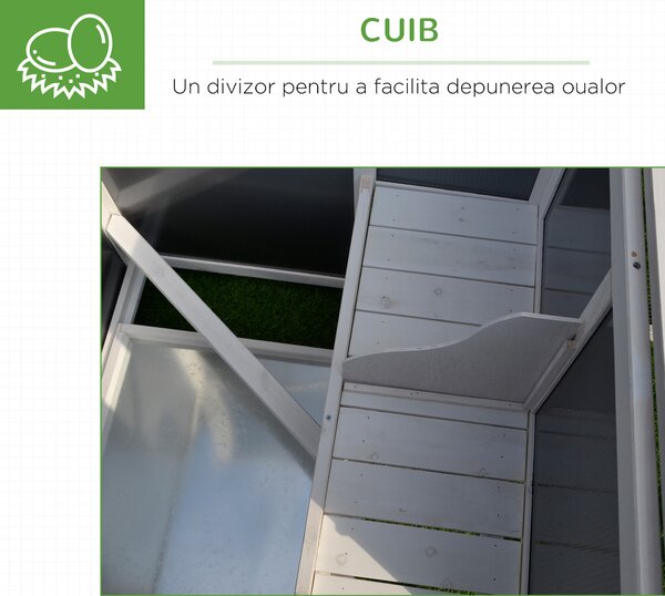 PawHut Cotet gaini de exterior, acoperis impermeabil 160x75x80cm | AOSOM RO