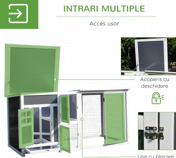 PawHut Cotet gaini de exterior, acoperis impermeabil 160x75x80cm | AOSOM RO