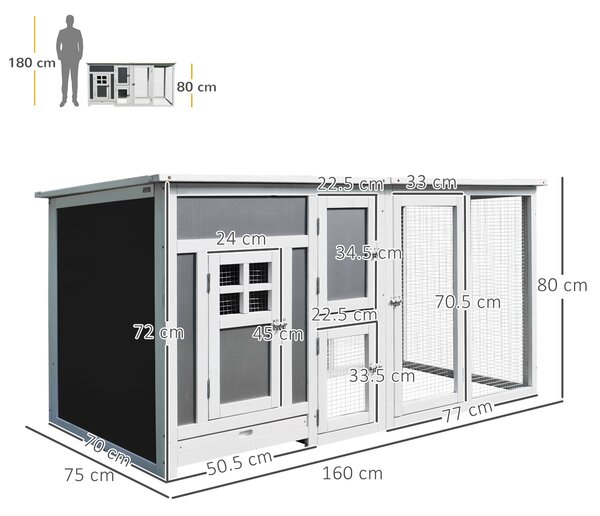 PawHut Cotet gaini de exterior, acoperis impermeabil 160x75x80cm | AOSOM RO