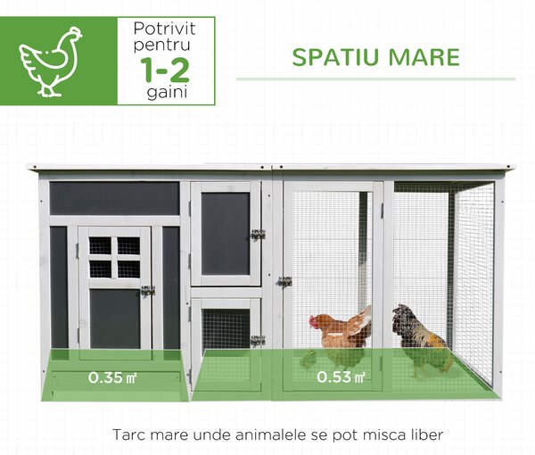 PawHut Cotet gaini de exterior, acoperis impermeabil 160x75x80cm | AOSOM RO