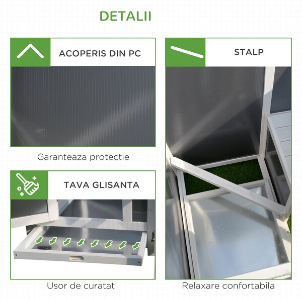 PawHut Cotet gaini de exterior, acoperis impermeabil 160x75x80cm | AOSOM RO