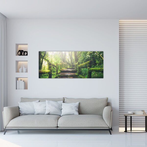 Tablou - trepte din lemn în pădure (120x50 cm)