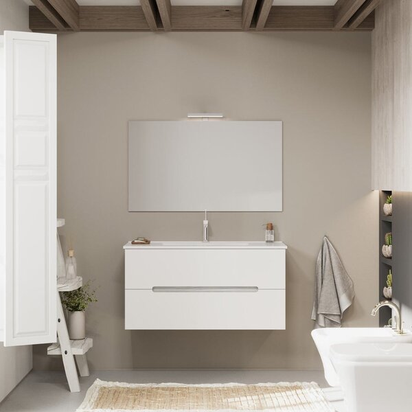 Mobilier De Baie, 100 Cm, Sertare Alb Mat și Lemn Gri | Magnolia