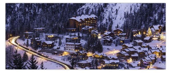 Tablou - orășelul montan iarna (120x50 cm)