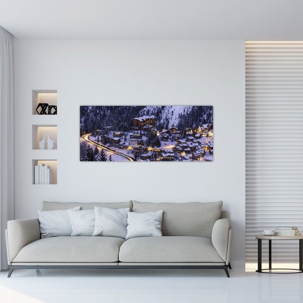 Tablou - orășelul montan iarna (120x50 cm)