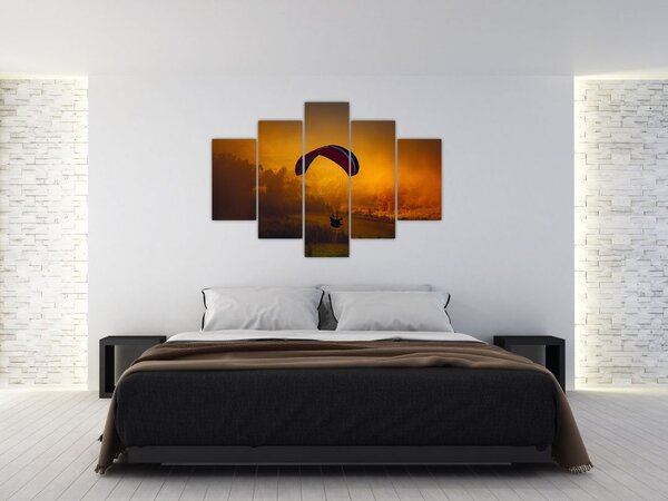Tablou cu parașutistul în apus de soare (150x105 cm)