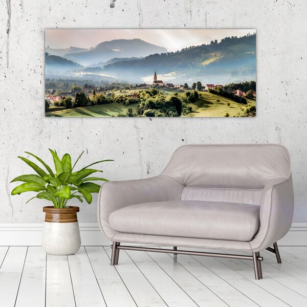 Tablou - sătuț în ceață (120x50 cm)