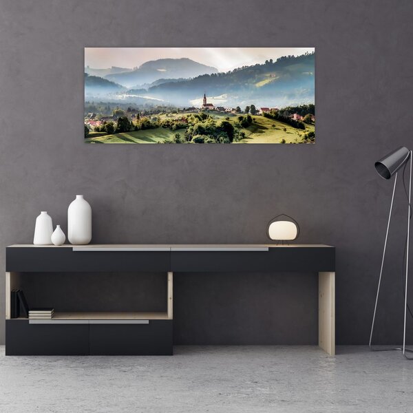 Tablou - sătuț în ceață (120x50 cm)