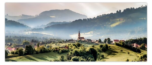 Tablou - sătuț în ceață (120x50 cm)