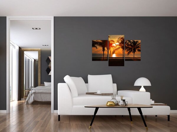 Tablou cu palmier în apus de soare (90x60 cm)