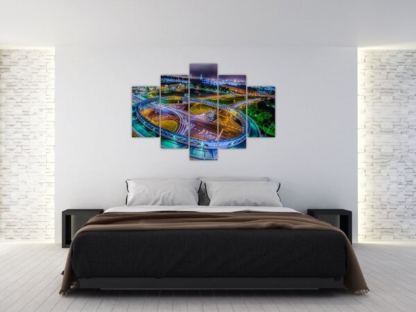 Tablou panorama orașului nocturn (150x105 cm)