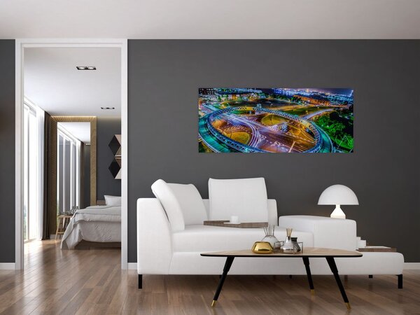 Tablou panorama orașului nocturn (120x50 cm)