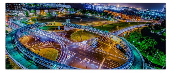 Tablou panorama orașului nocturn (120x50 cm)