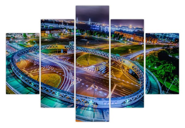 Tablou panorama orașului nocturn (150x105 cm)