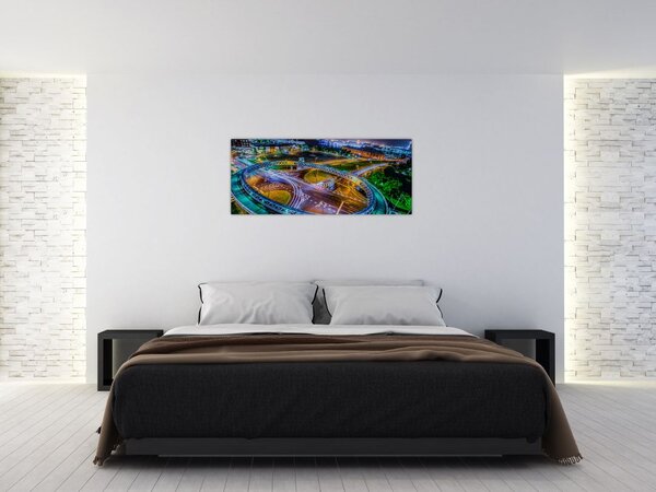 Tablou panorama orașului nocturn (120x50 cm)
