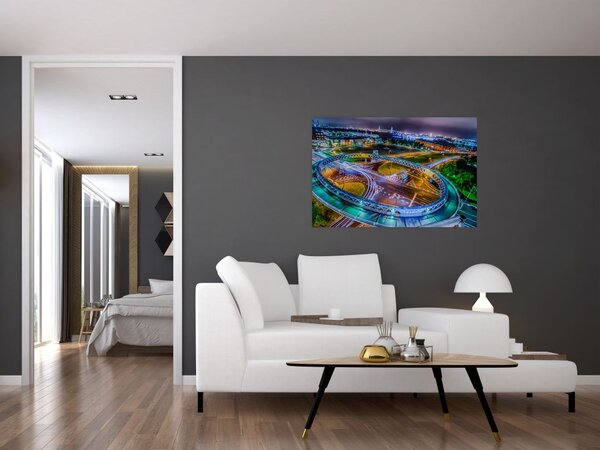 Tablou panorama orașului nocturn (90x60 cm)