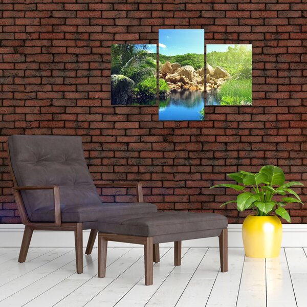 Tablou cu lac în jungla din Seychelles (90x60 cm)