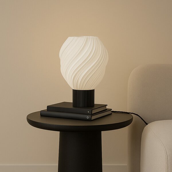 Lindby Lampa de masă Nuvia, înălțime 39,1 cm, albă, imprimare 3D, Alb, Camera de zi / sufragerie, Plastic, Modern