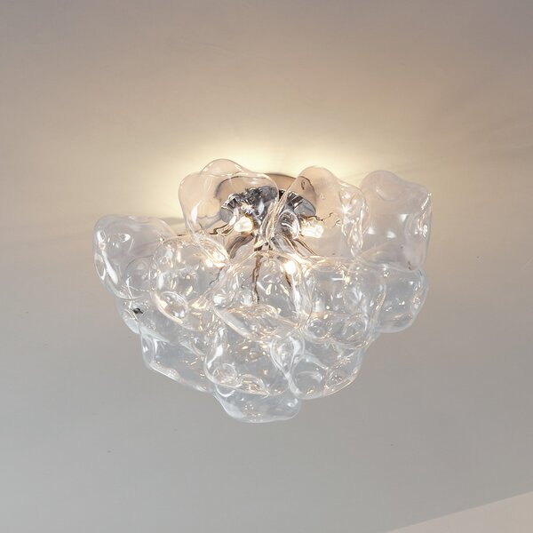 Lucande Plafonieră Diborah, transparentă, Ø 49 cm, sticlă, G9, reglabil, Transparent, Camera de zi / sufragerie, Sticlă, Design